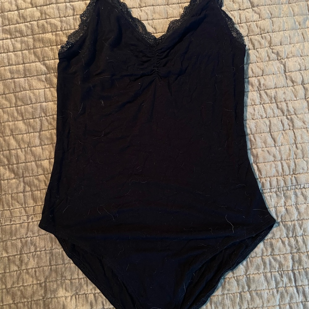 Xhilaration Black Lace Trim Bodysuit